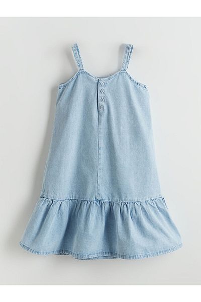 LC Waikiki Rochie de jeans pentru fetiță cu detalii Nakis sezon nou - S5L235Z4