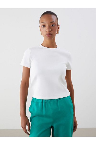 LC Waikiki Ecru Crew Neck Women's T-Shirt