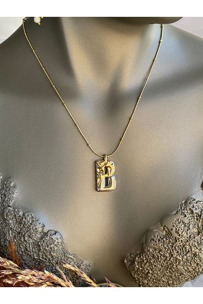 Lucios Letter B Stainless Steel Necklace 40+5 cm