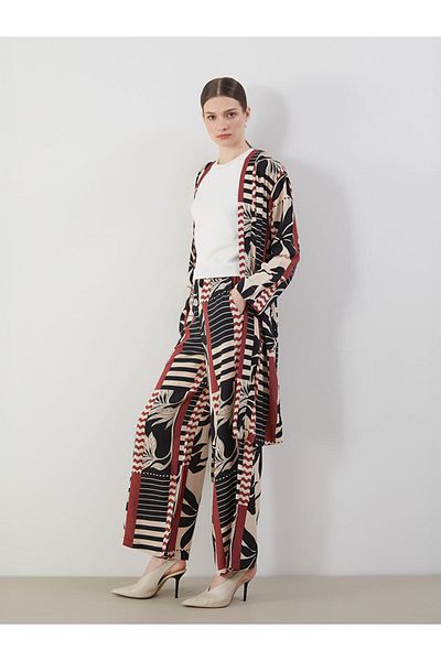 LC Waikiki New Season Elastic Waist Patterned Wide Leg Women's Trousers - S5M717Z8