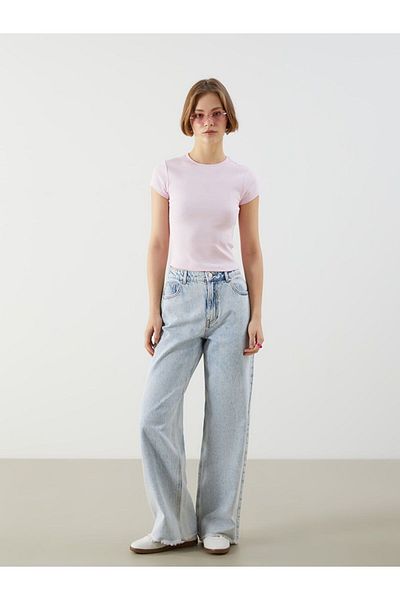 LC Waikiki Xside Crew Neck Textured Women's Crop