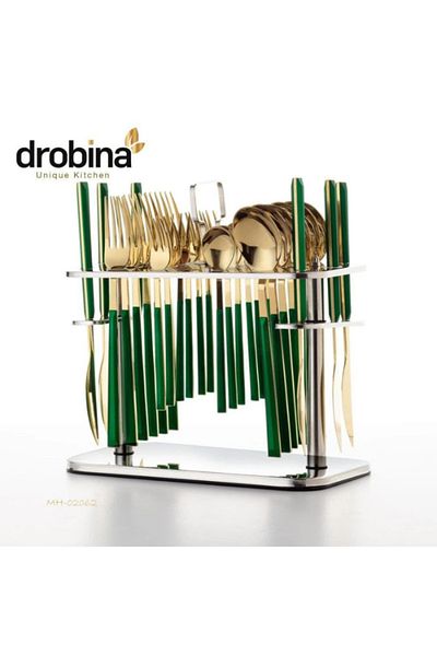 drobina Dropina 30-Piece Stainless Steel Spoon Set with Stand, Full Green