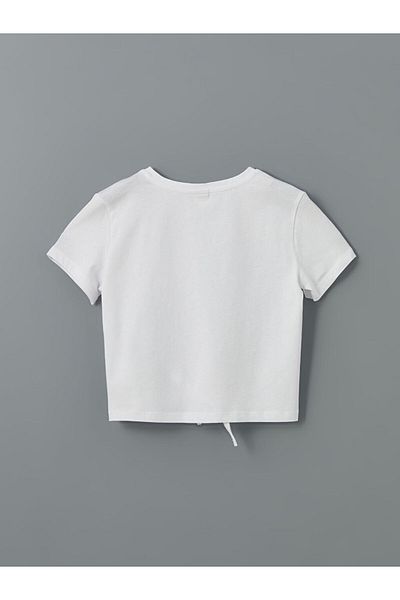 LC Waikiki Tricou Crop pentru fete cu gât crew pentru sezon nou - S5I907Z4