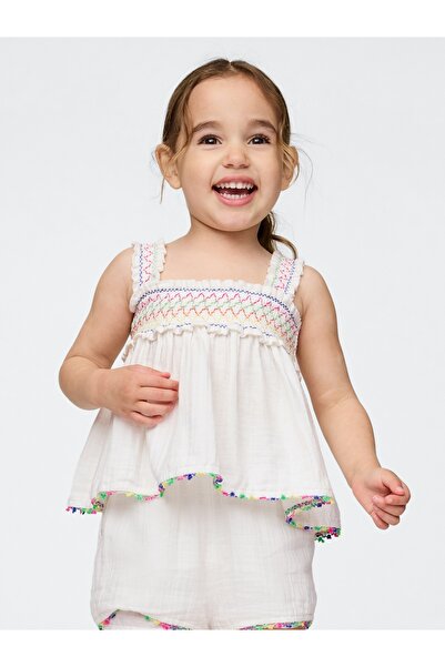GAP Kız Bebek Beyaz Crinkle Gauze Outfit Set