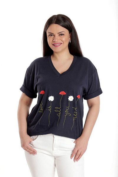 Eranthe Bluza Dama, Bleumarin cu Pictura Murala II