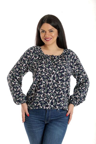 Eranthe Bluza Dama, tip IE, Bleumarin cu imprimeu Floral