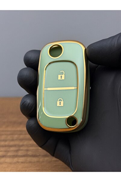 Mavi Keys Husă pentru chei de control din silicon cu 2 butoane, compatibilă cu Renault Clio 2 Clio 3 Kangoo, culoare verde