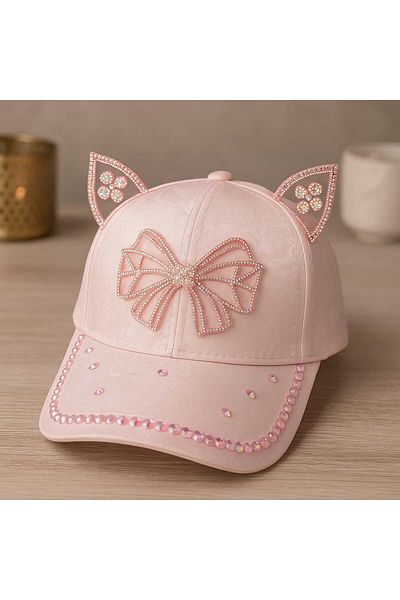 gigigiyim Beaded Girl's Hat with Ear Detail