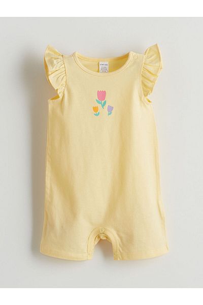 LC Waikiki New Season Floral Baby Girl Combed Cotton Jumpsuit 3-Piece - S5Gm44Z1
