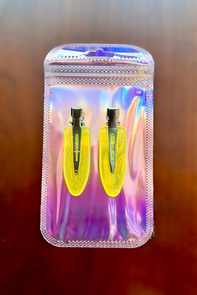 Metanoyaco 2'li iz yapmayan klips toka makyaj tokası (Sarı)