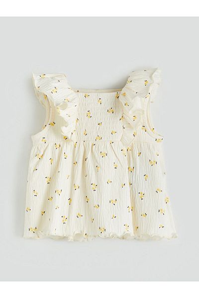 LC Waikiki Ecru Floral Baby Girl Blouse and Leggings 2-Piece
