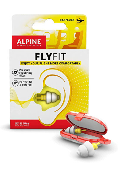 Alpine FlyFit Uçuş Kulak Tıkaçları Basınç Dengeler, 17 dB Gürültü Engelleme, Yeniden Kullanılabilir