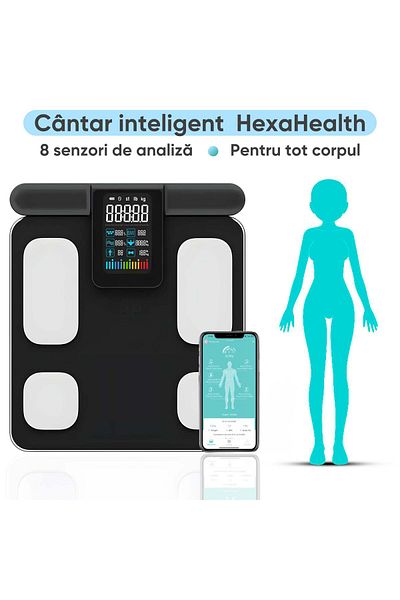 HexaCraft Smart Scale, HexaHealth, Professional, 28 body indices, Black