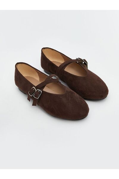 LC Waikiki Lcw Steps Brown Suede Look Women's Ballerinas