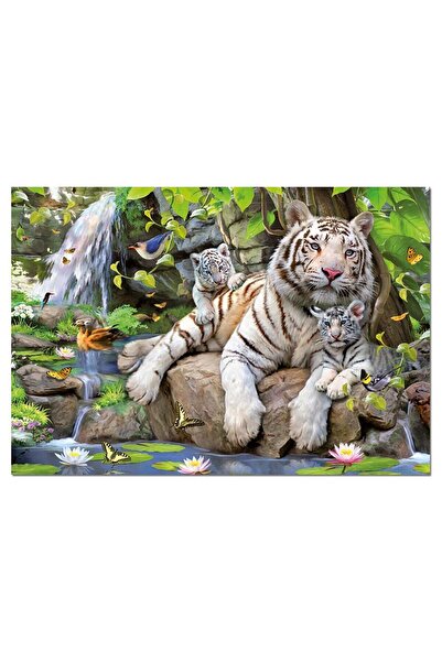 EDUCA Puzzle - White Bengale Tigers, 1000 piese, include lipici puzzle