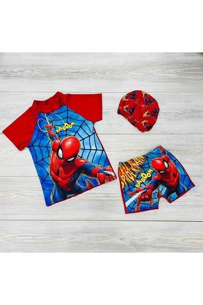 mikam 3 pieces boy's bonnet swimsuit sets short sleeves with shorts bottom top separate new season