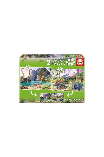 EDUCA Puzzle Educa - Dino World, 2x100 pieces