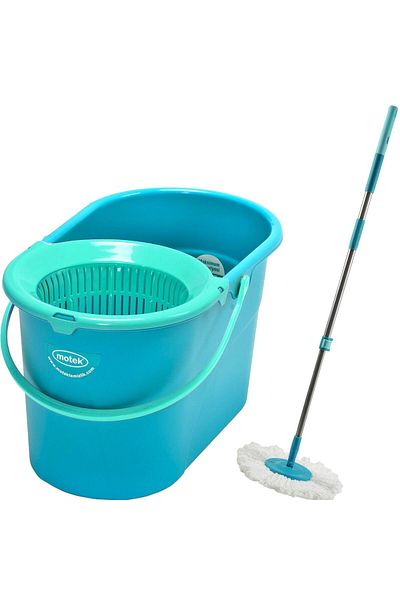 Motek ™ Premium 360 Degree Rotational Drain Bucket Mop with 360 Degree Mop, 100% Microfiber