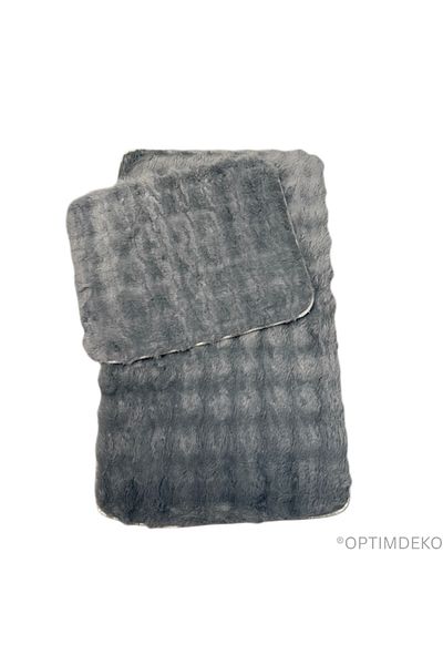 OPTIM DEKO Ultra-Fluffy and Non-Slip Bath Mat Set, 100x60 + 60x50 cm, Premium Comfort, Grey Pufy