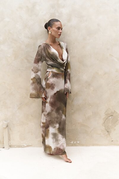 BOHEMAİ Pnaisyonist Long Sleeve Green Crop Skirt Suit