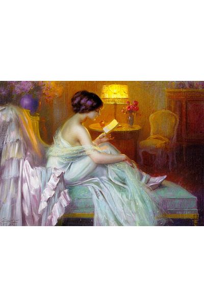 Enjoy Puzzle 1000 pieces Enjoy - Delphin Enjolras: Reading at Lamp Light