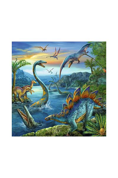 RAVENSBURGER Ravensburger Puzzle - The Charm of Dinosaurs, 3x49 pieces