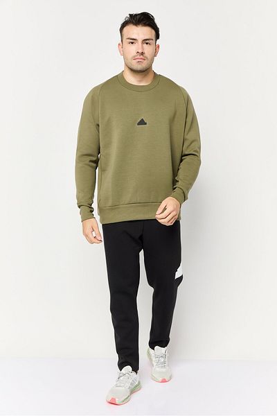 adidas Men Sportswear Fit Long Sleeves Outdoor Sweatshirt, Dark Olive
