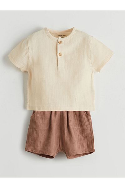 LC Waikiki Lcw Judge Collar Baby Boy T-Shirt and Shorts 2-Piece Fast Fashion