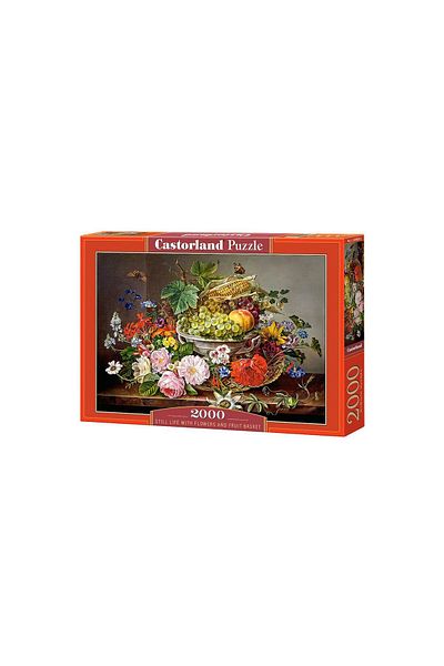 Castorland Puzzle Castorland - Still life with flowers and fruit basket, 2000 pieces