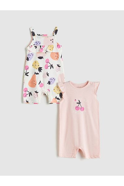 LC Waikiki New Season Crew Neck Printed Baby Girl Jumpsuit 2-Piece - S5Gm42Z1