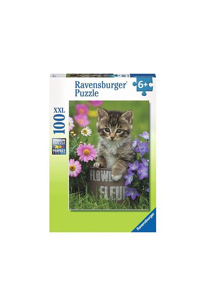 RAVENSBURGER Puzzle Ravensburger - Kitten among the Flowers, 100 pieces XXL