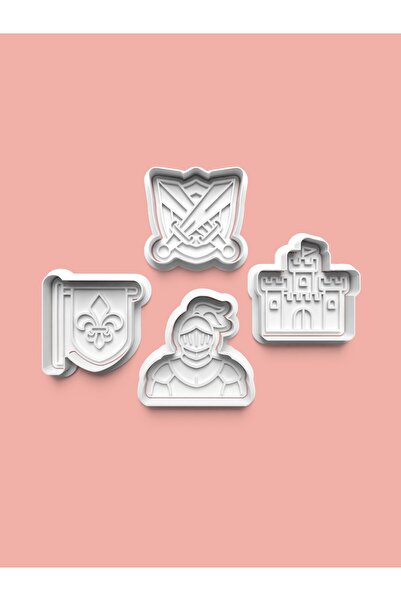 AKTASTORE قالب كوكيز الفارس وقالب عجينة السكر مجموعة من 4 قطع 0576-set