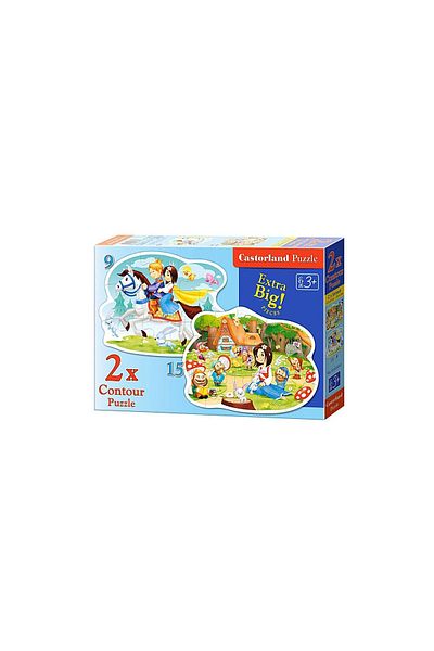 Castorland Puzzle Castorland 2 in 1 Outline - Snow White And The Seven Dwarfs, 9/15 Pieces