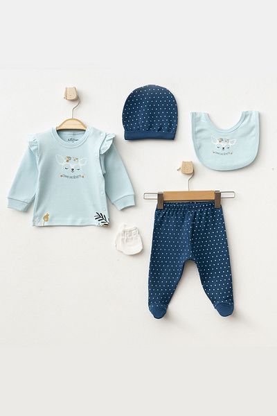 Aziz Bebe Baby Girl Animal Patterned 100% Cotton 10-Piece Hospital Discharge Set 0 Month - 3 Months