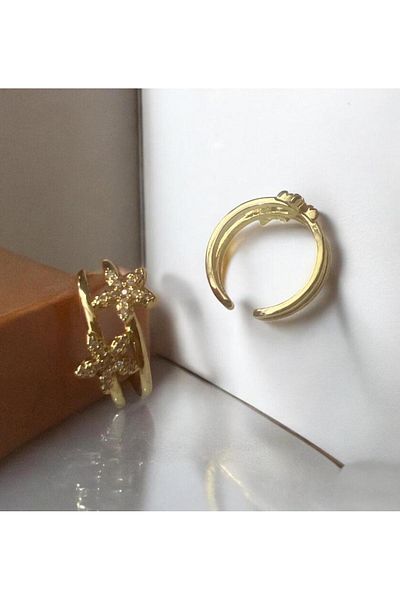 demirosa 1 Pcs Steel Adjustable Stone Stylish Ring