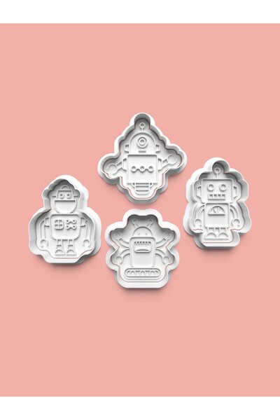 AKTASTORE قوالب بسكويت الروبوتات وقالب عجينة السكر مجموعة من 4 قطع 0565-set