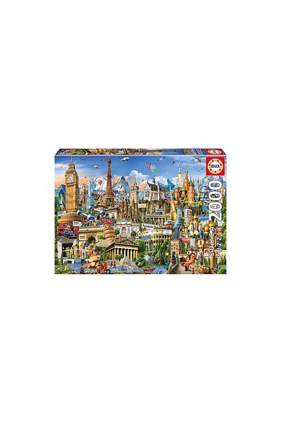 EDUCA Educa Puzzle - Europe Landmarks, 2000 pieces, includes puzzle glue