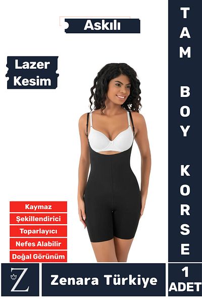 Zenara No Trace No Show Non-Slip Firming Shaping Lifting Laser Cut Full Length Corset with Straps