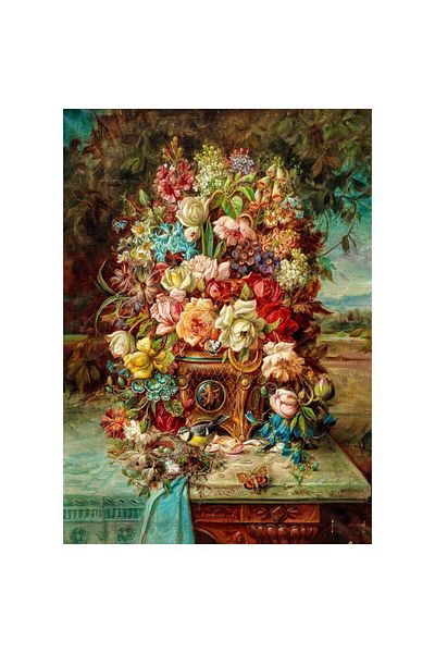 Enjoy Puzzle 1000 pieces Enjoy - Hans Zatzka: Flowers Still Life with Blue Tit