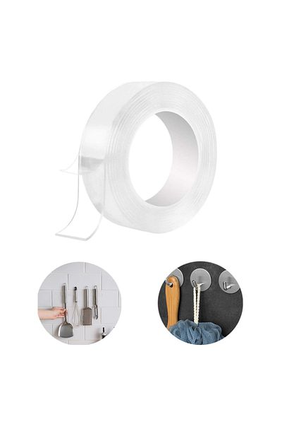 Zibba Life Bandă dublu adezivă 10 metri, rezistentă la apă, silicon, transparentă, lățime 3 cm