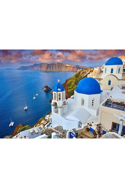 Enjoy Puzzle 1000 pieces Enjoy - Santorini View with Boats, Greece