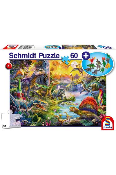 Schmidt Schmidt Puzzle - Dinosaurs, 60 pieces, includes figurines