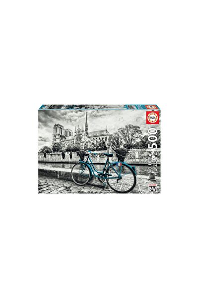 EDUCA Puzzle - Bike Near Notre Dame Coloured B&W, 500 piese
