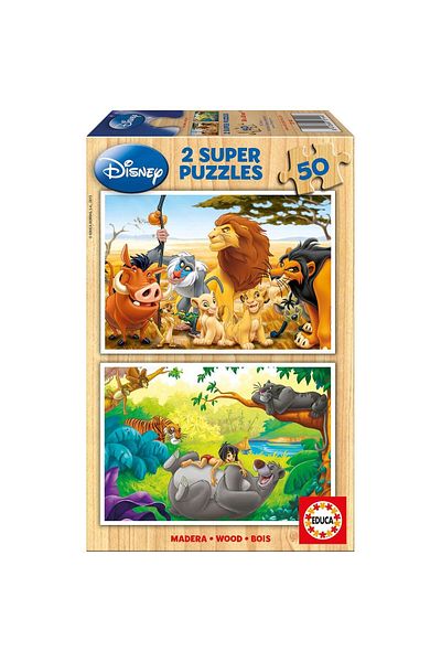 EDUCA Puzzle din lemn Educa - Disney : My Animals Friends, 2x50 piese
