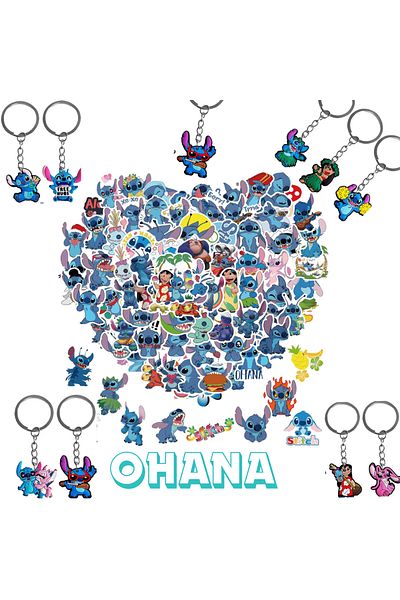 Joynest Set of 10 Lilo & Stitch Keychains, Random Models, Silicone 100 Stickers