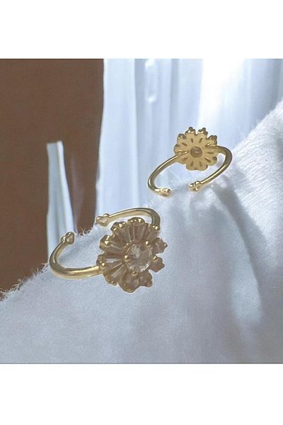 demirosa 1 Pcs Steel Adjustable Stone Stylish Ring