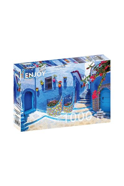 Enjoy Puzzle 1000 pieces Enjoy - Turquoise Street in Chefchaouen, Morocco
