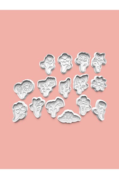 AKTASTORE مجموعة قوالب بسكويت زهور الربيع وقوالب عجينة السكر مكونة من 14 قطعة