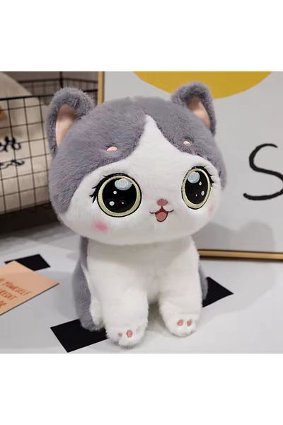 NB market Cat Plush Toy Anime Kawaii Cat Toy Plushie Sleeping Companion Sweet Yumoş 35cm Grey