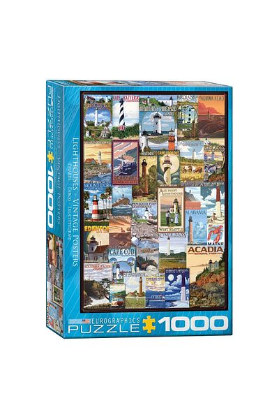 Eurographics Puzzle Eurographics - Lighthouses Vintage Posters, 1000 pieces